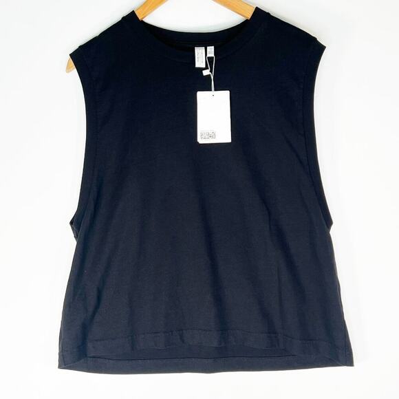 & Other Stories Cotton Sleeveless Tank Top Black Tee NWT - Picture 2 of 12